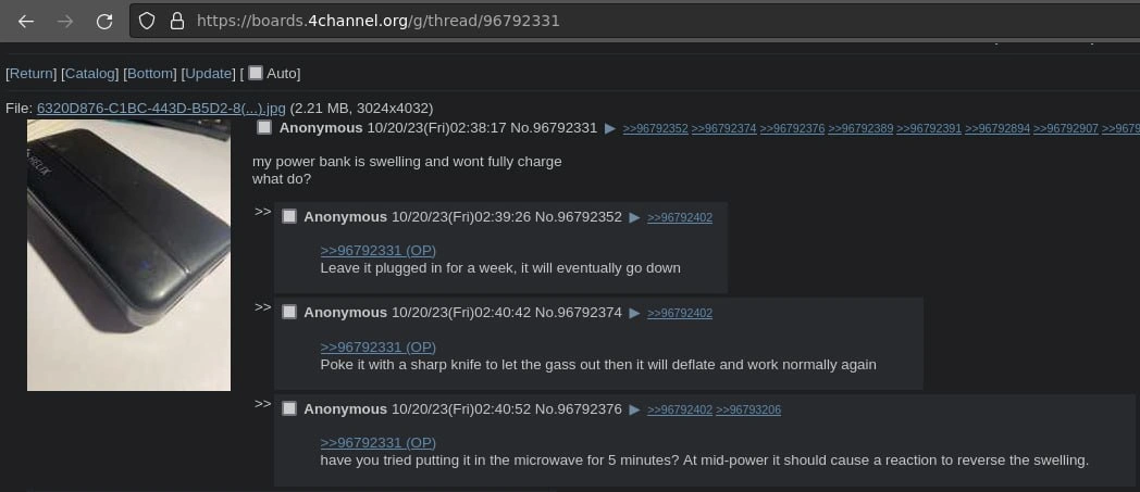 4chan's Expert Troubleshooting Guide for Swollen Batteries