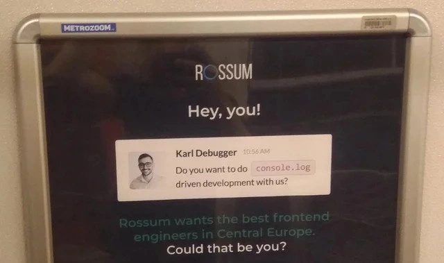 Recruiter poster jokes about console.log-driven development to lure frontend engineers