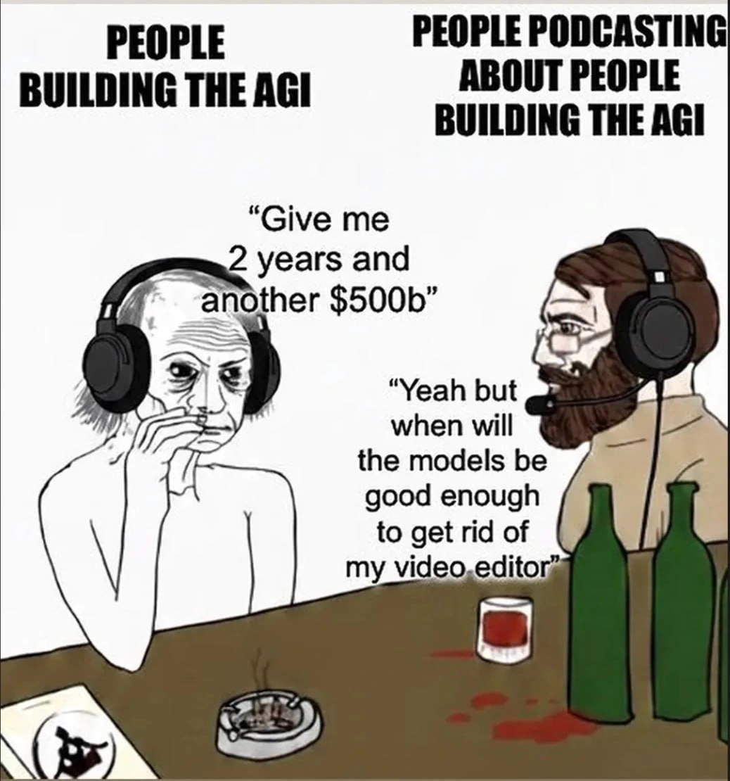 AGI Builders vs Podcasters: $500B vs Firing the Video Editor
