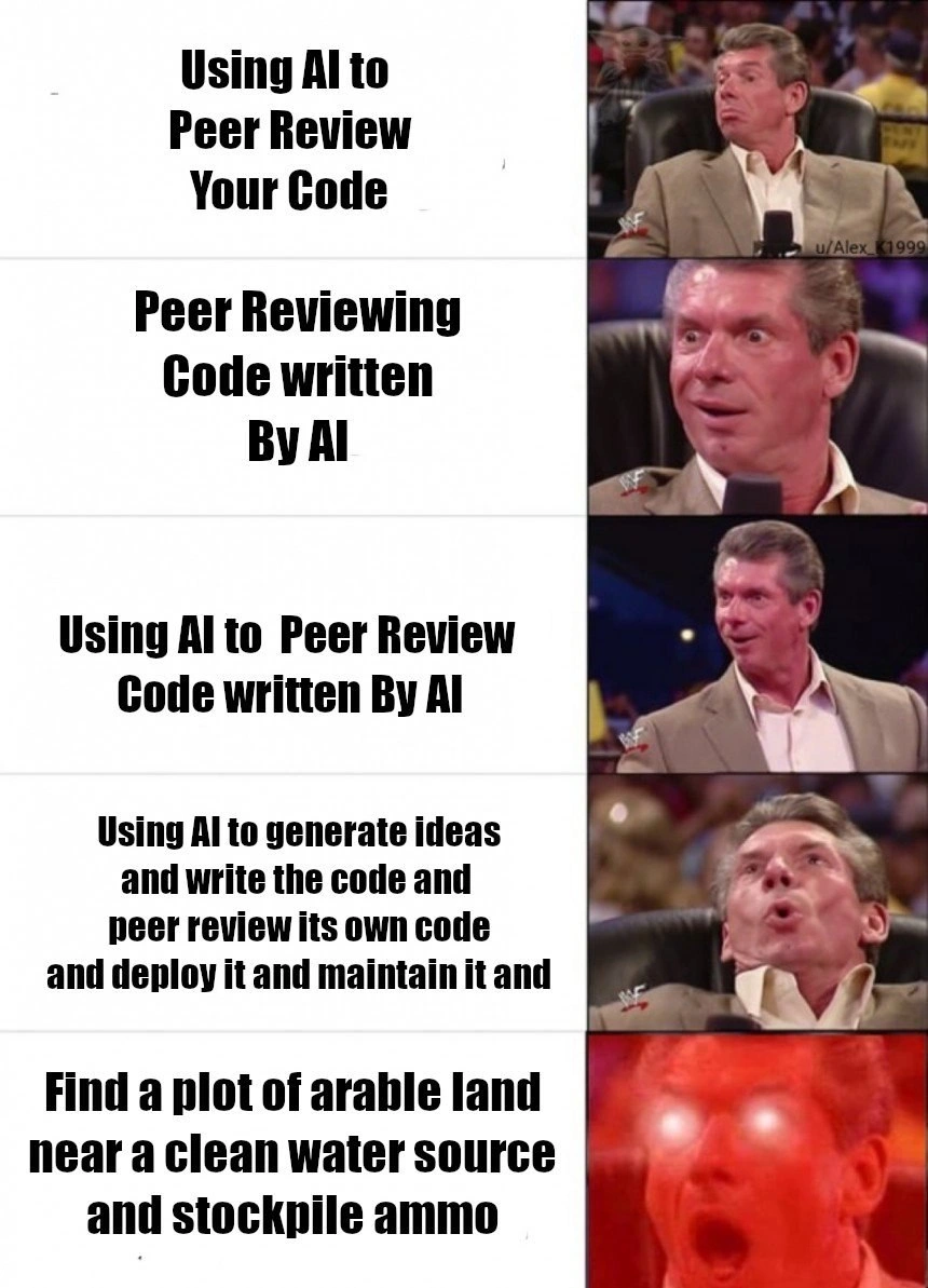 The Escalating Path of AI in Software Development, From Code Review to Apocalypse