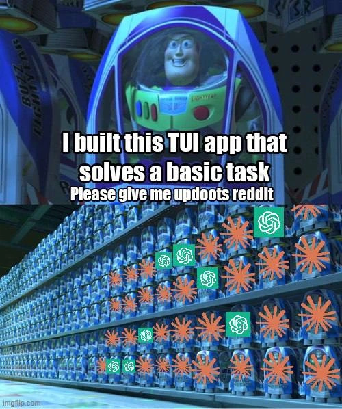AI-Generated TUI Apps Everywhere: Buzz Lightyear Clone Aisle Edition