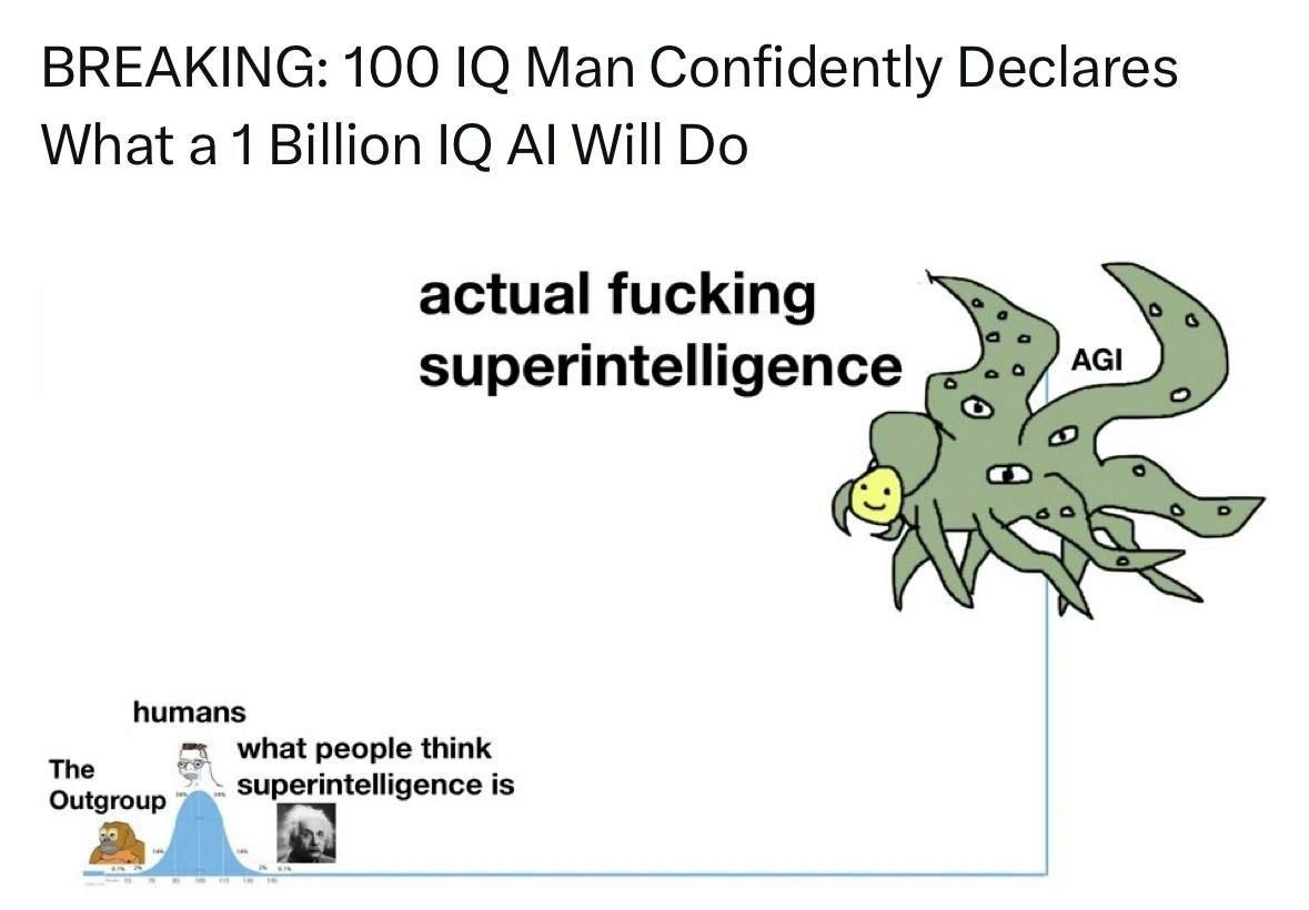 Average-IQ pundit confidently predicts the unfathomable behavior of true AI superintelligence