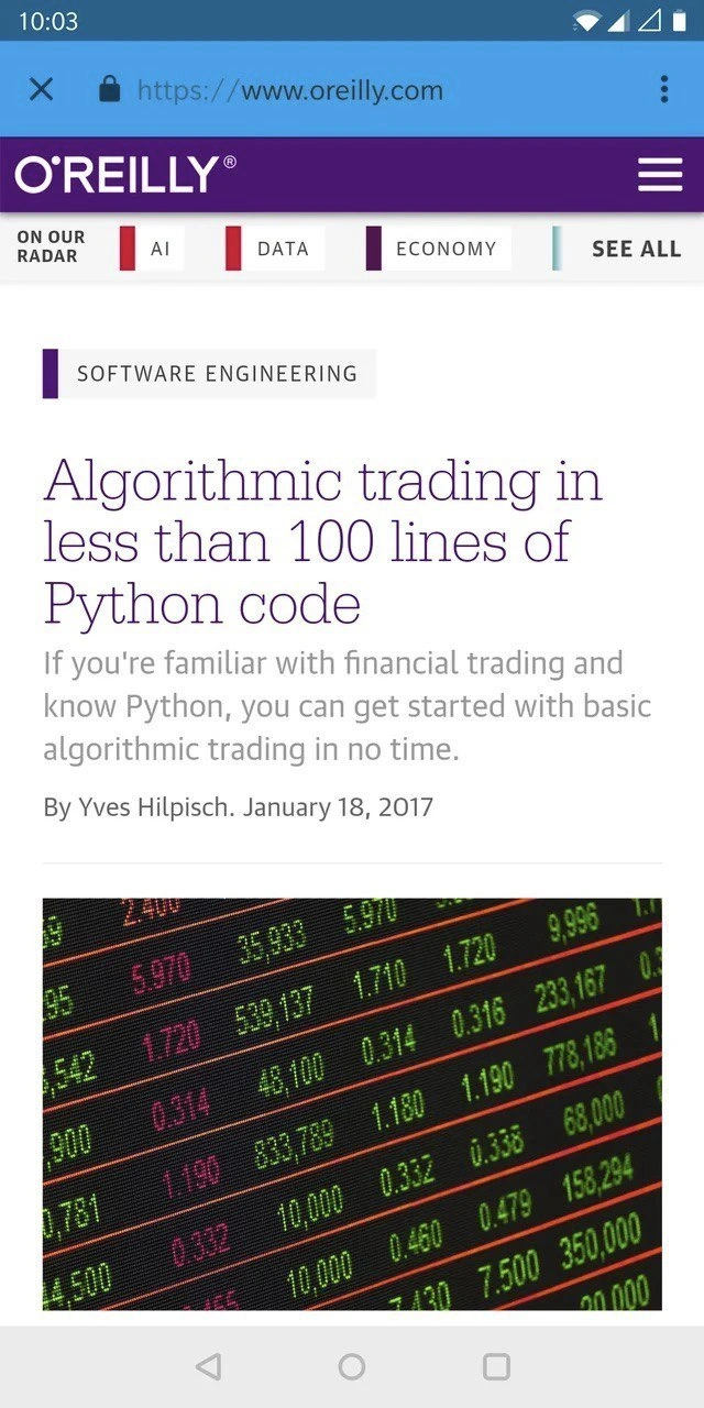 Algorithmic trading in under 100 Python lines? O’Reilly headline sparks developer skepticism