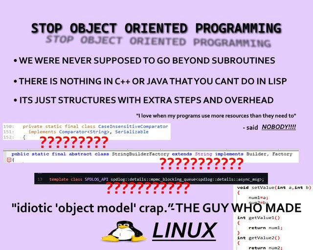 The Anti-Object-Oriented Programming Manifesto
