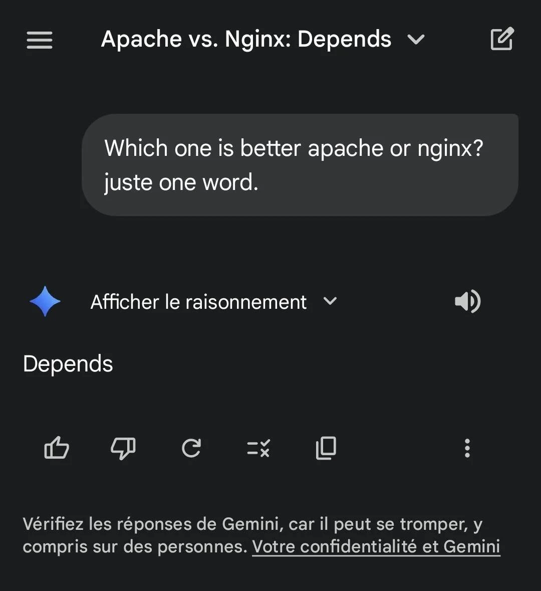 Apache or Nginx in One Word? Gemini Answers Like a True Senior