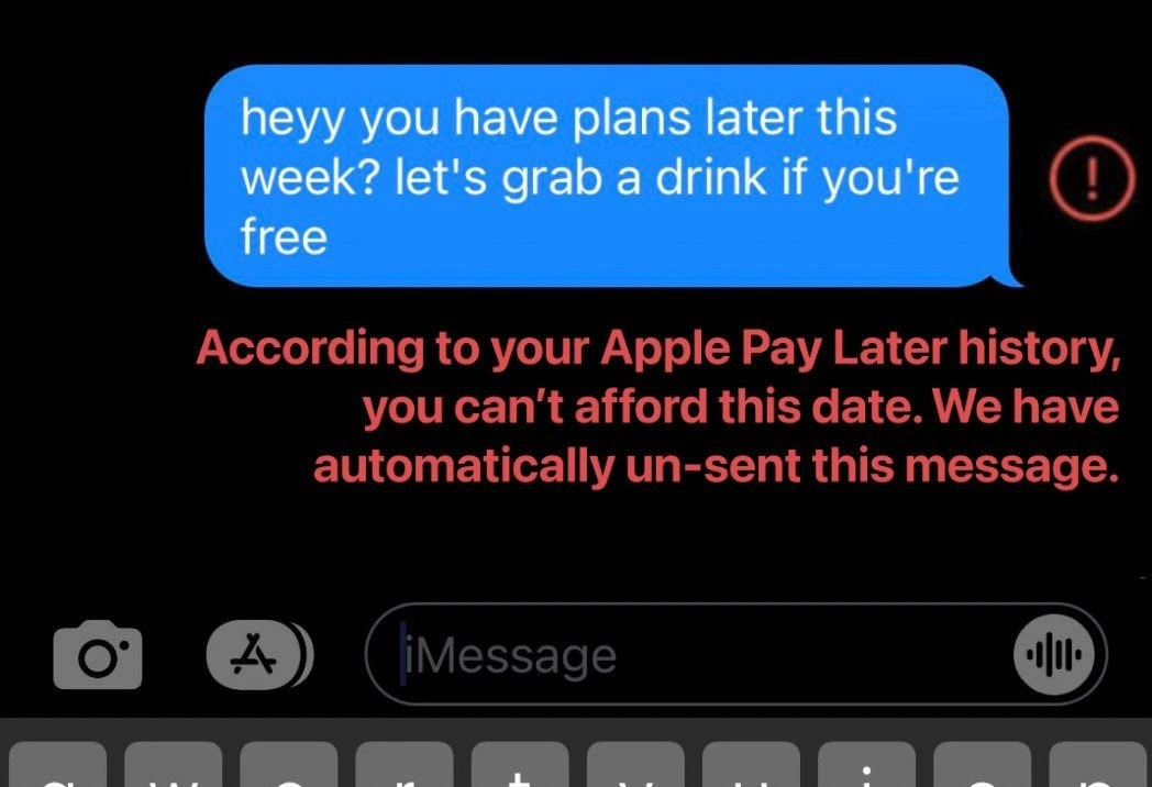 iMessage unsends your date invite after checking Apple Pay Later balance