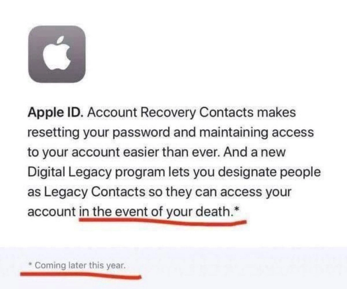 Apple Schedules Your Legacy Access
