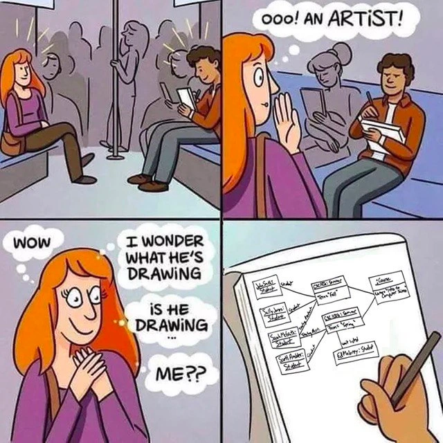 When the ‘artist’ on the train is actually sketching microservice boxes