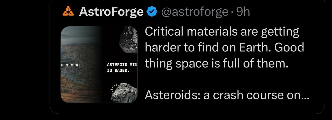 AstroForge Promotes Asteroid Mining as the 'Based' Solution to Earth's Resource Scarcity