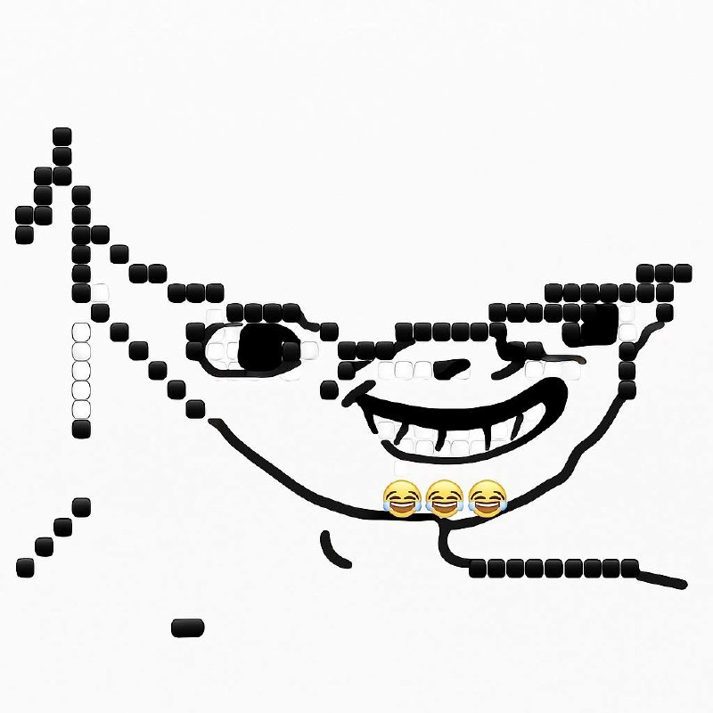 Terminal slips up and prints a blocky ASCII troll face instead of logs
