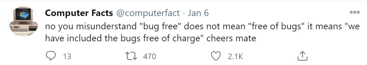 The True Meaning of 'Bug Free' Software