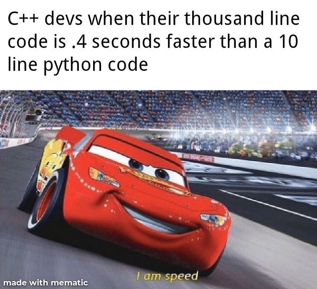 C++ devs brag when micro-optimizing beats a tiny Python script by 0.4s