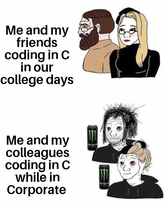 From fresh C coders to corporate zombies fueled by Monster Energy