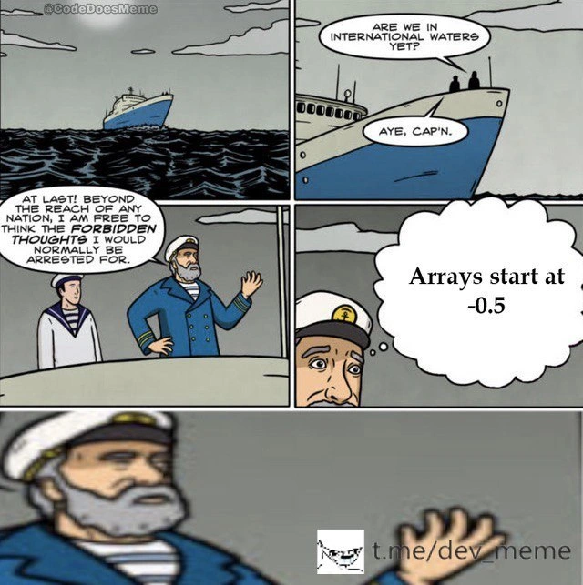 Beyond jurisdiction, the captain proposes arrays that start at minus-one-half