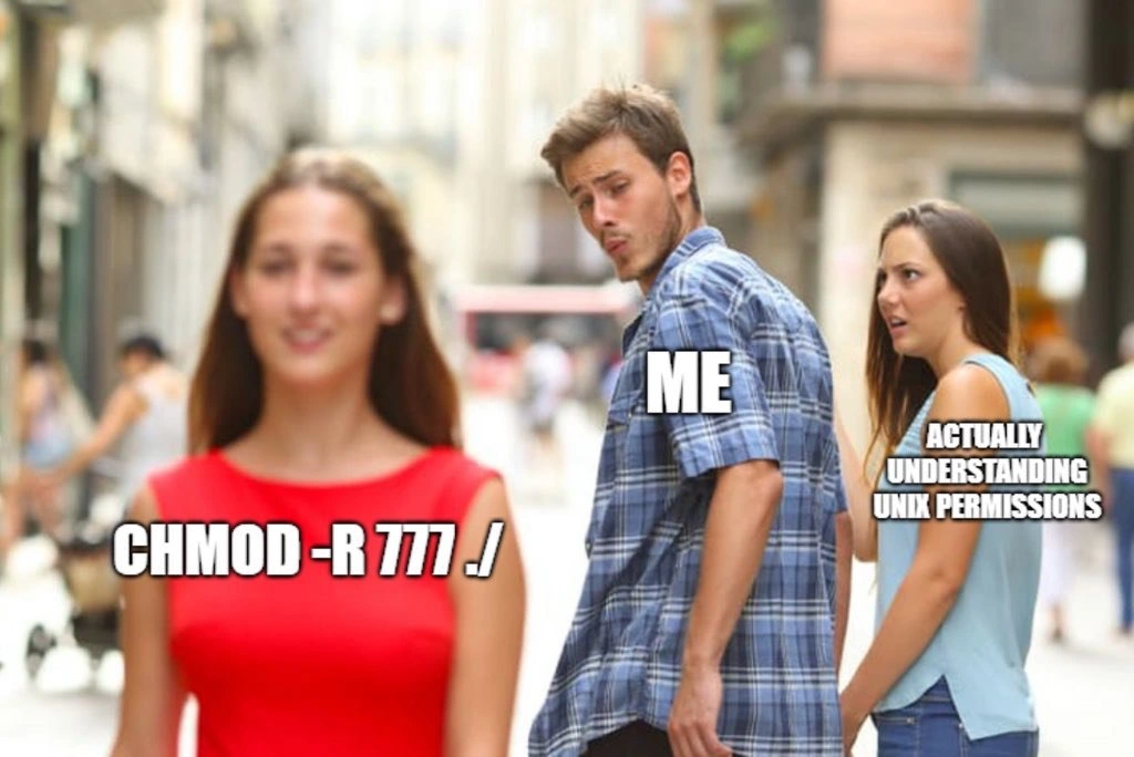 Developer distracted by chmod 777 instead of learning real Unix permissions