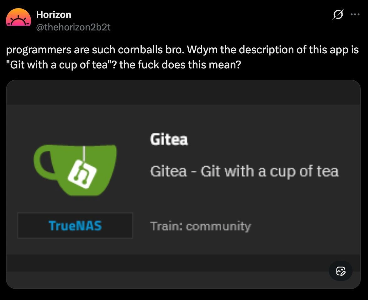 Civilian Discovers Gitea: 'Git With a Cup of Tea' Bafflement