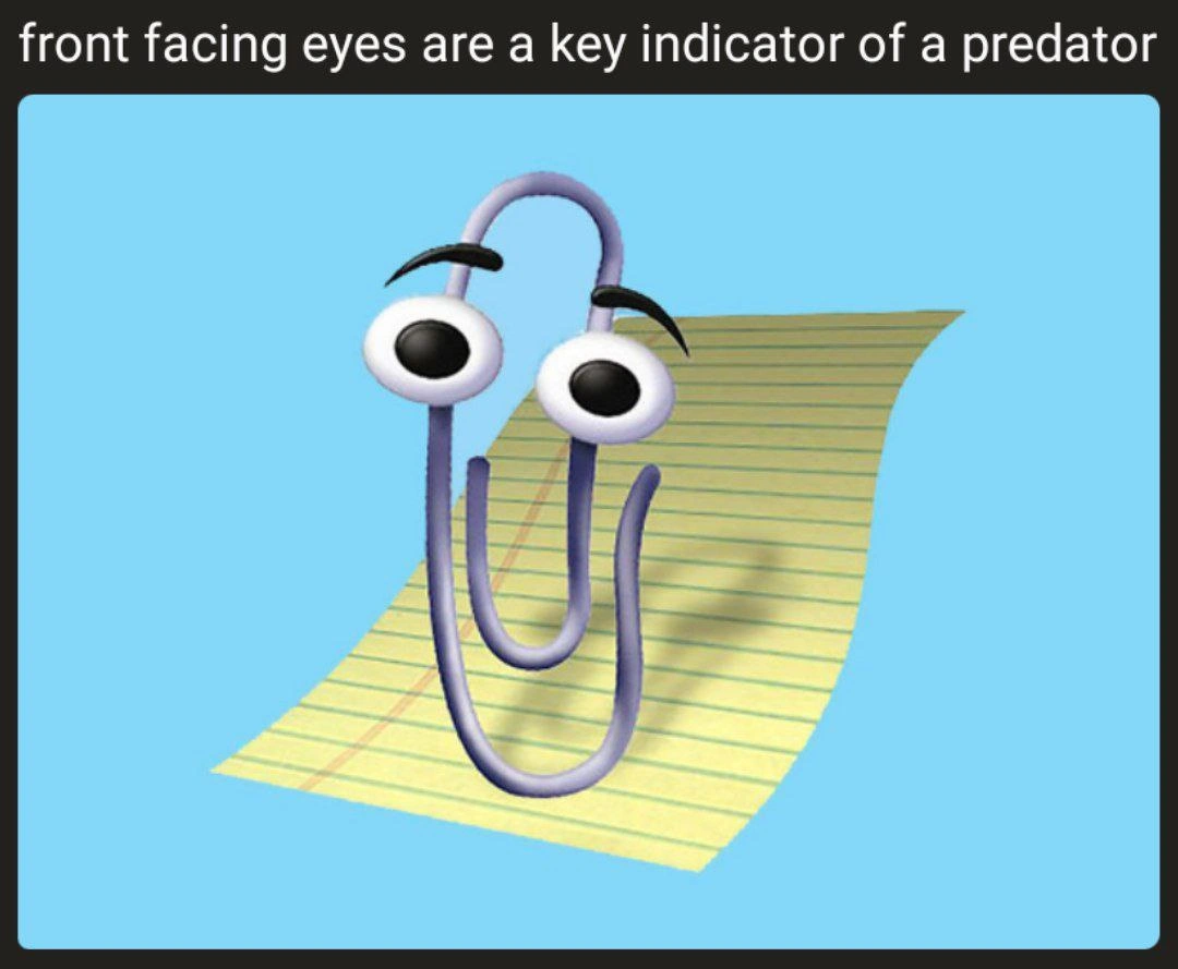 Clippy's front-facing eyes reveal the predator nature of legacy UX assistants