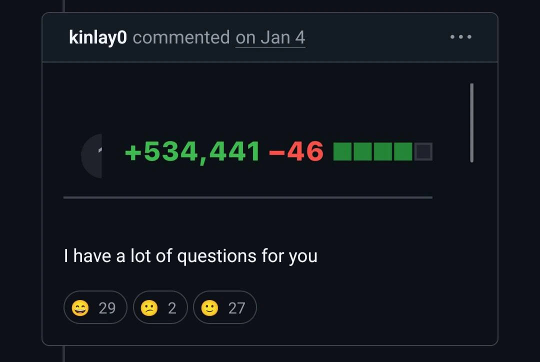 Code Review Diff Stats: +534,441 Additions Spark Reviewer Concern