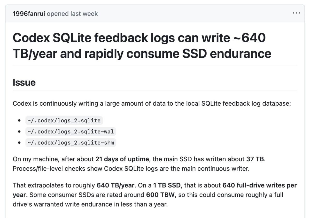 Codex Logs Benchmark SSD Mortality at 640 TB