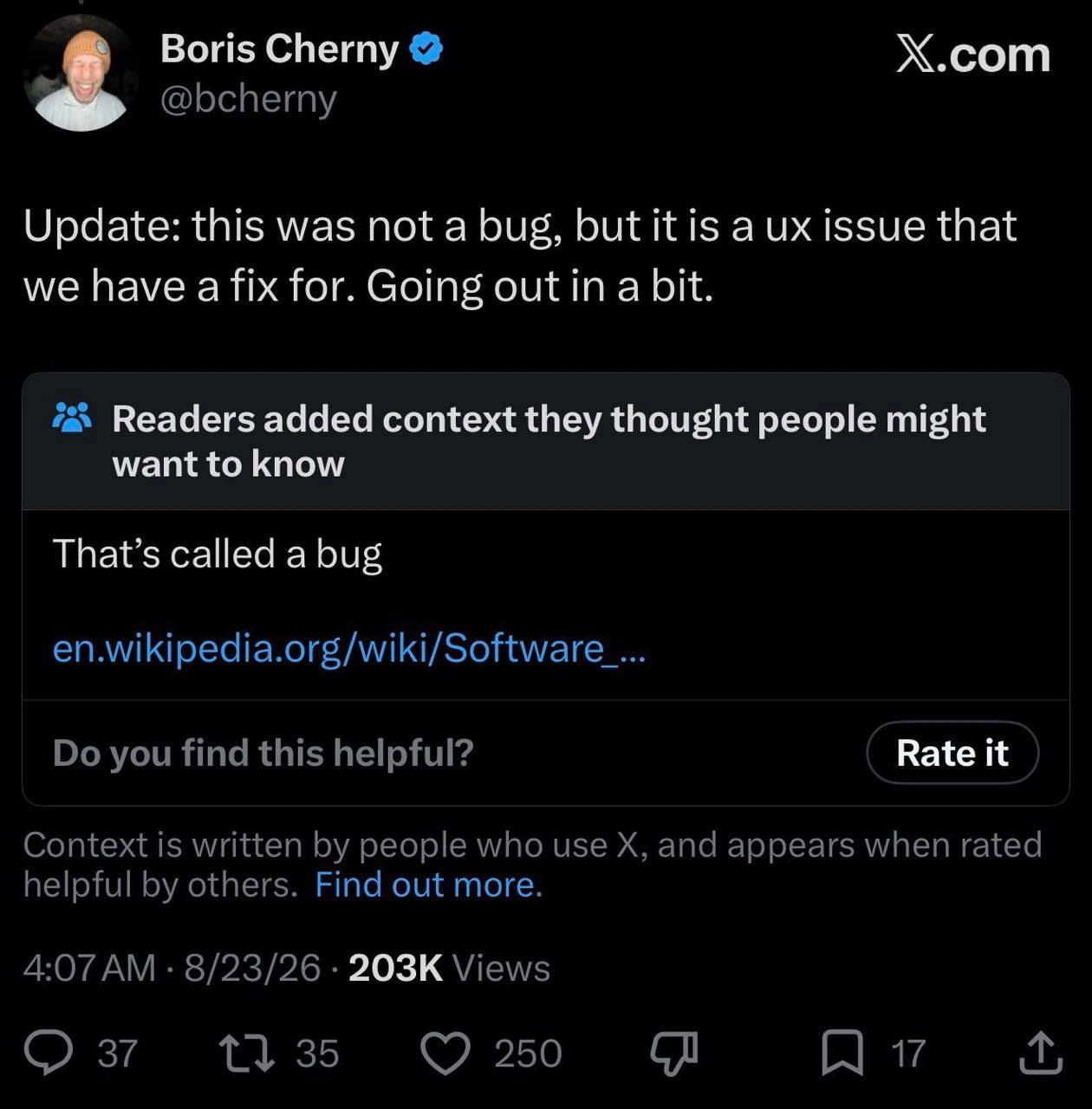 Community Notes: That's Called a Bug