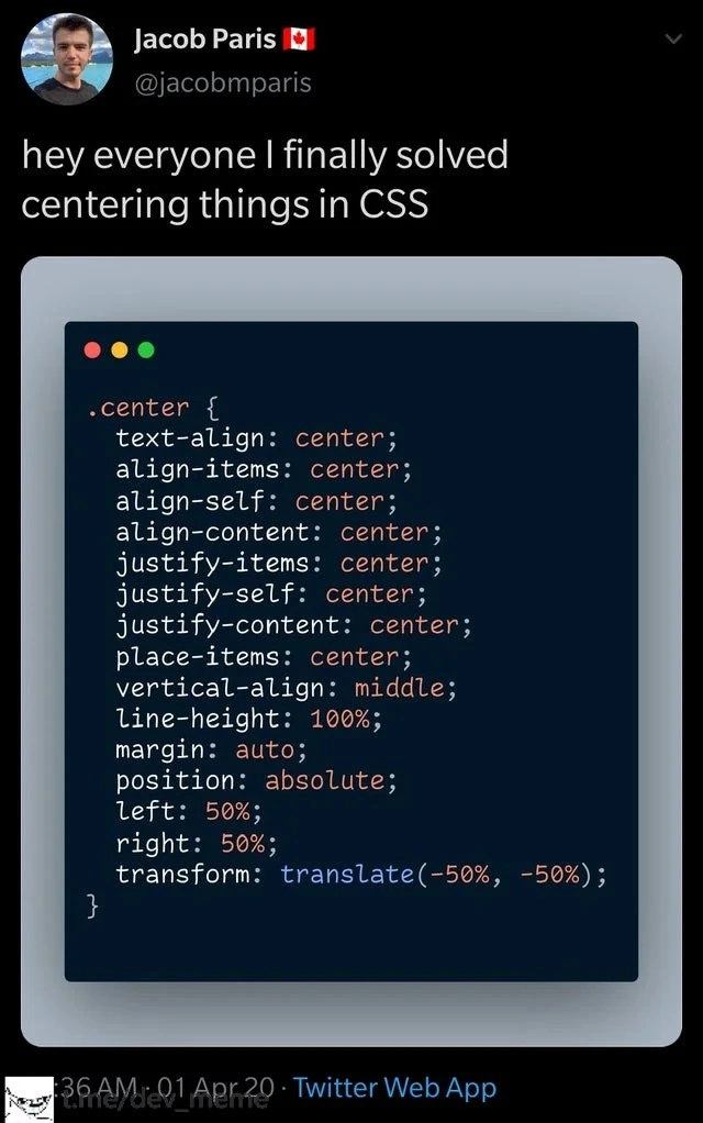 The CSS Centering 'Solution' to End All Solutions