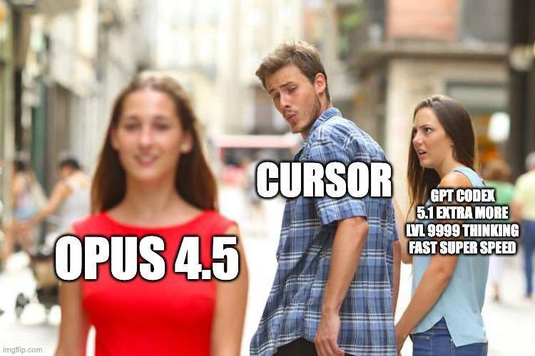 Cursor IDE Distracted by Opus 4.5 While GPT Codex Gets Jealous
