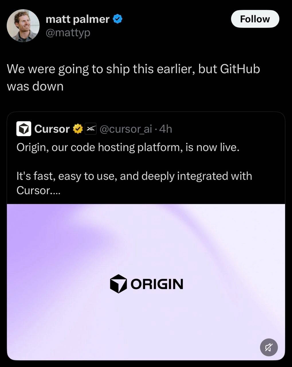 Cursor Origin Launch Delayed by GitHub Outage