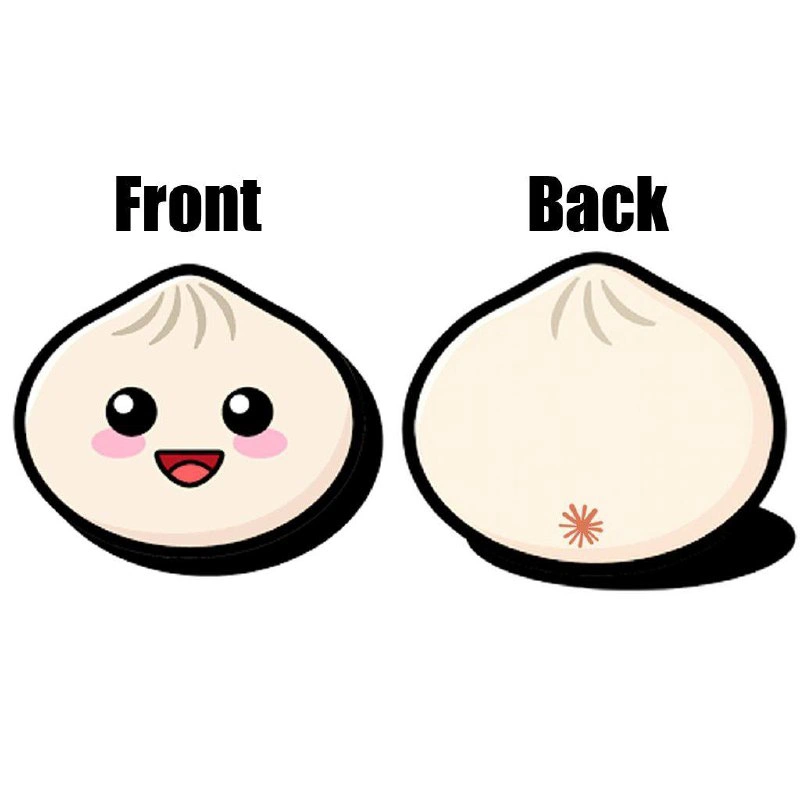 Cute Dumpling Character Front and Back View with Asterisk Detail