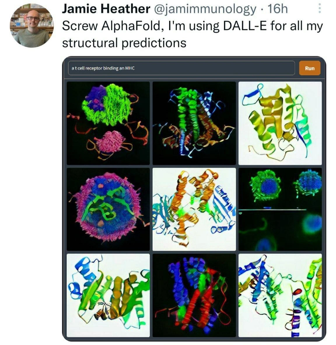 Choosing DALL-E over AlphaFold for protein structure predictions - what could go wrong?