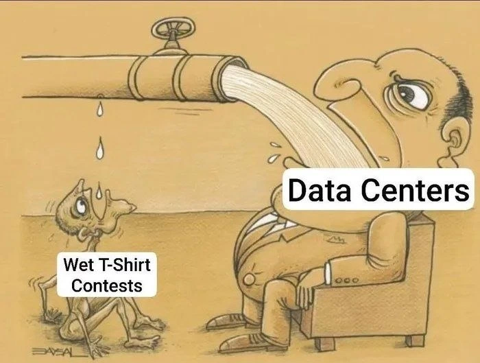 Data Centers Drink the Water Supply Dry, Wet T-Shirt Contests Starve