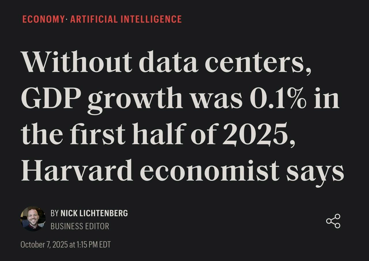 Data Centers Single-Handedly Propping Up US GDP Growth in 2025