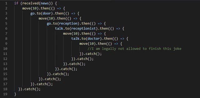 Nested Promise Chain Demonstrates Callback Hell on the Way to the Doctor