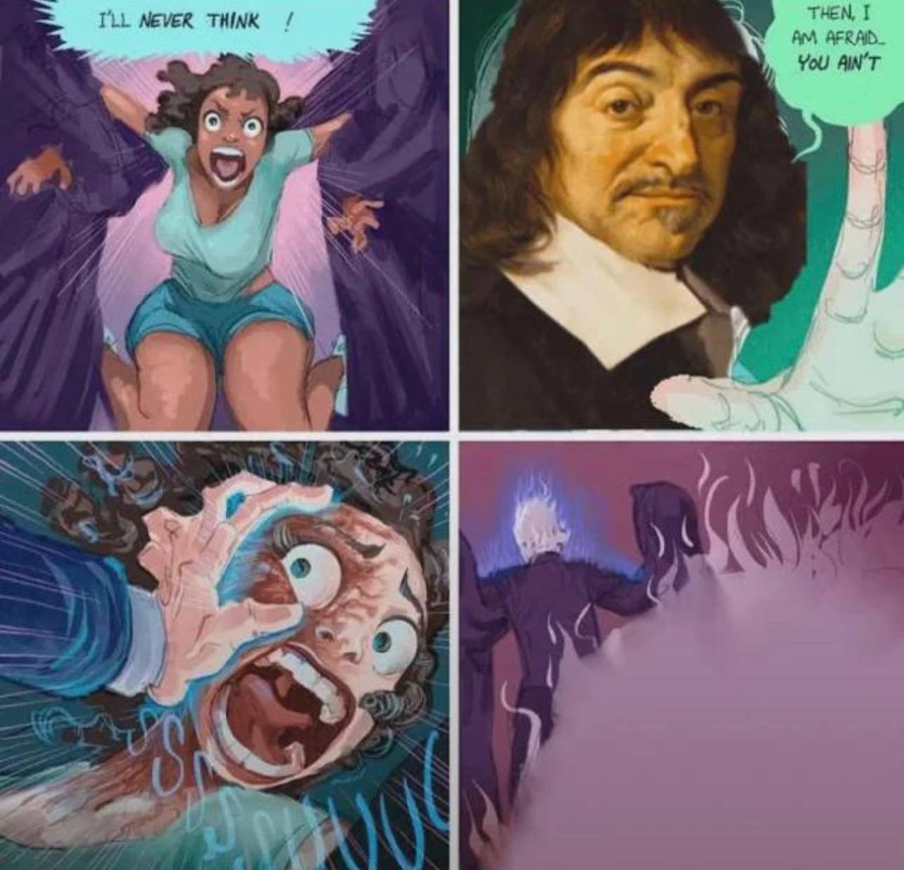Descartes Eliminates Girl Who Refuses to Think in Anime Crossover Comic