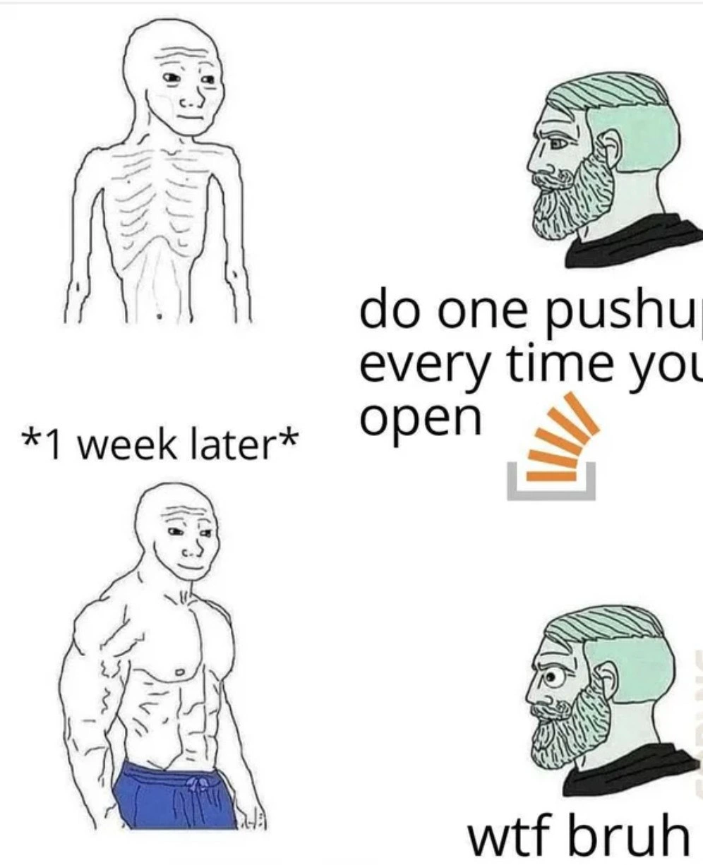 When Stack Overflow visits equal push-ups, dev physique levels up instantly