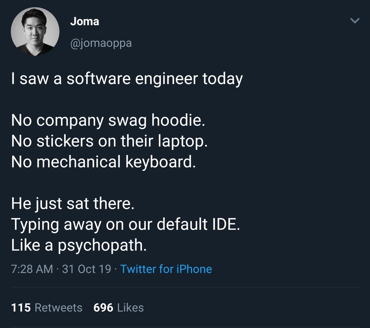 The Unmarked Software Engineer: A Psychopath Story