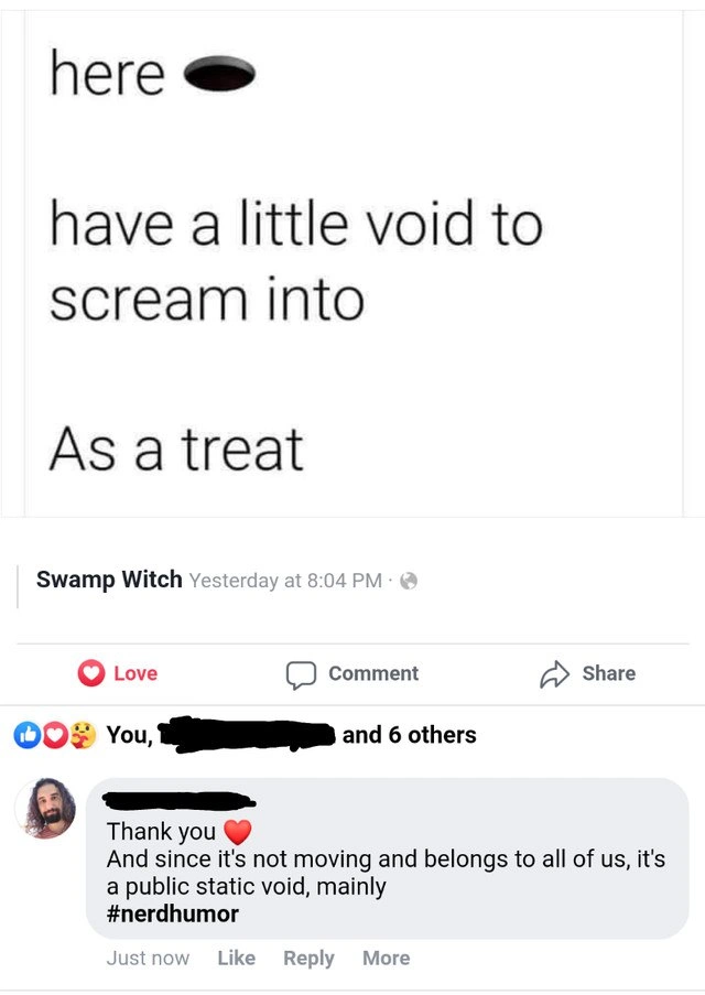 A Shared Void for All Your Development Screams
