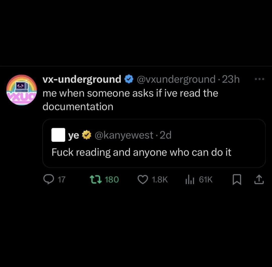 When a dev is asked if they’ve actually read the docs