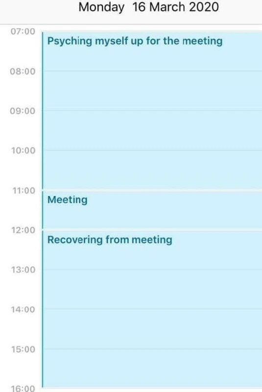 Calendar day consumed by preparing for, attending, and recovering from one meeting