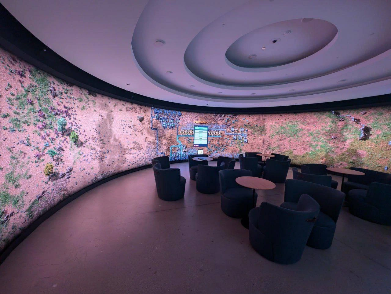 Factorio Played on a Massive 360-Degree Immersive Wall Display