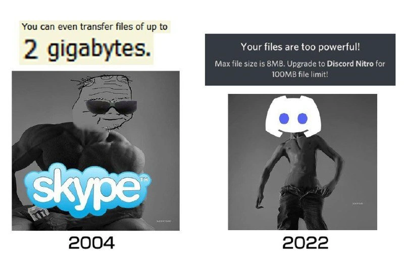 2004 Skype Flexes on 2022 Discord Over Free File Transfers