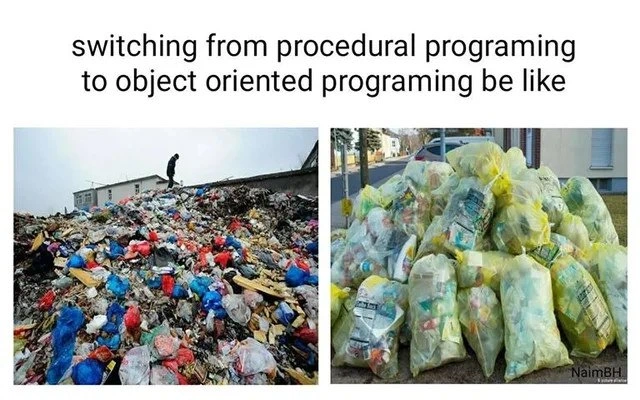 OOP vs procedural: same garbage, just wrapped in tidy classes