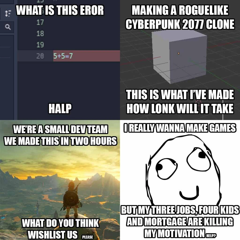 Game Dev Expectations in Four Panels