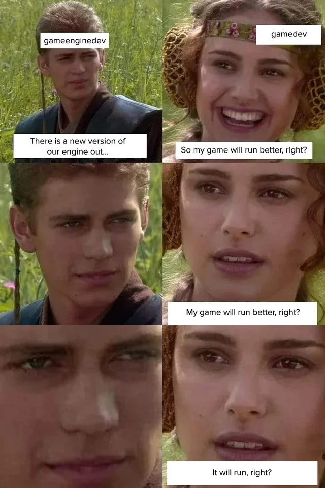 Anakin-Padmé stare-down about upgrading to the new engine version