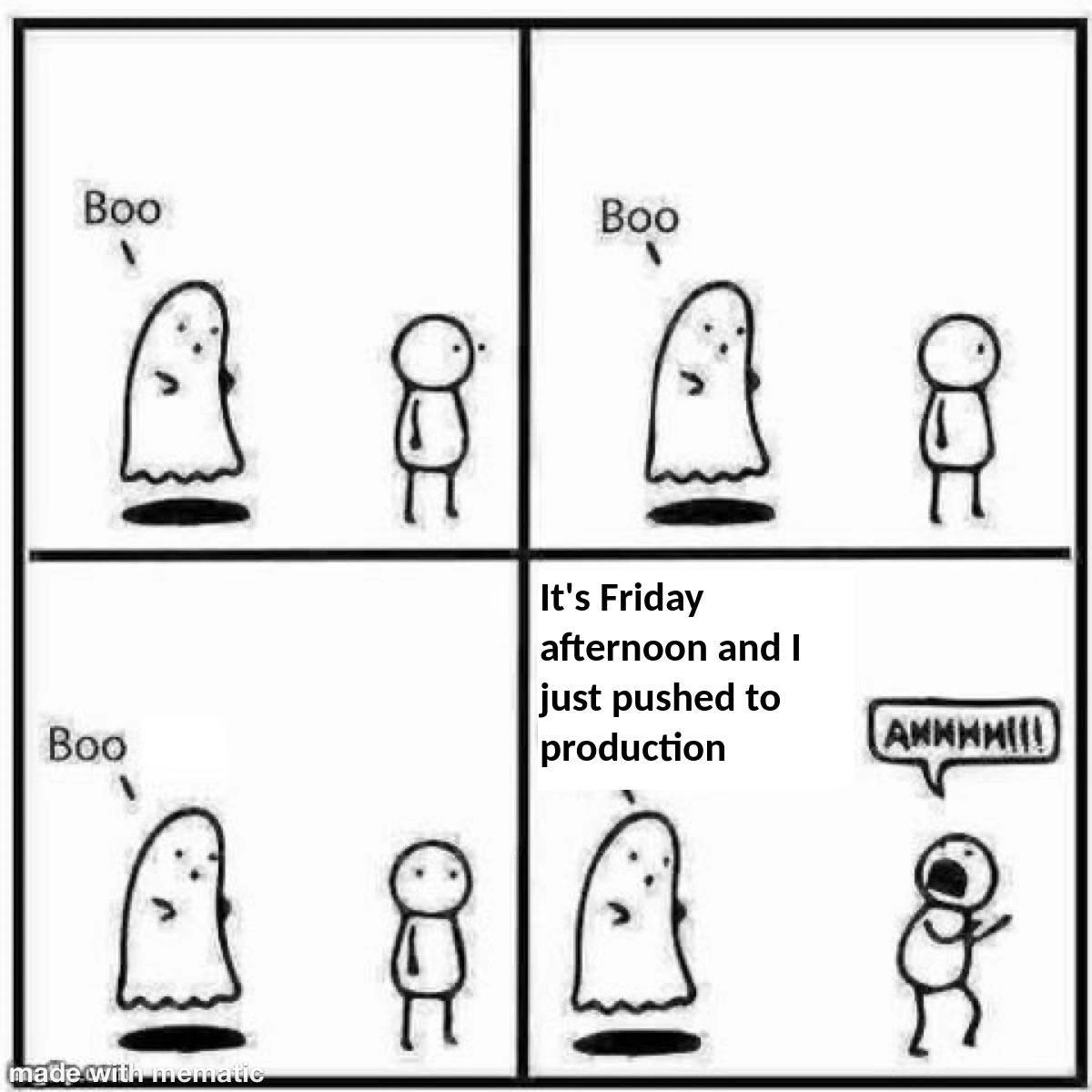 Ghost Says Boo Three Times Then Mentions Friday Production Deploy for Real Screams