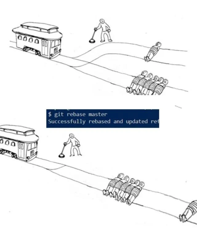 Git Rebase Master as the Trolley Problem Where Everyone Gets Hit