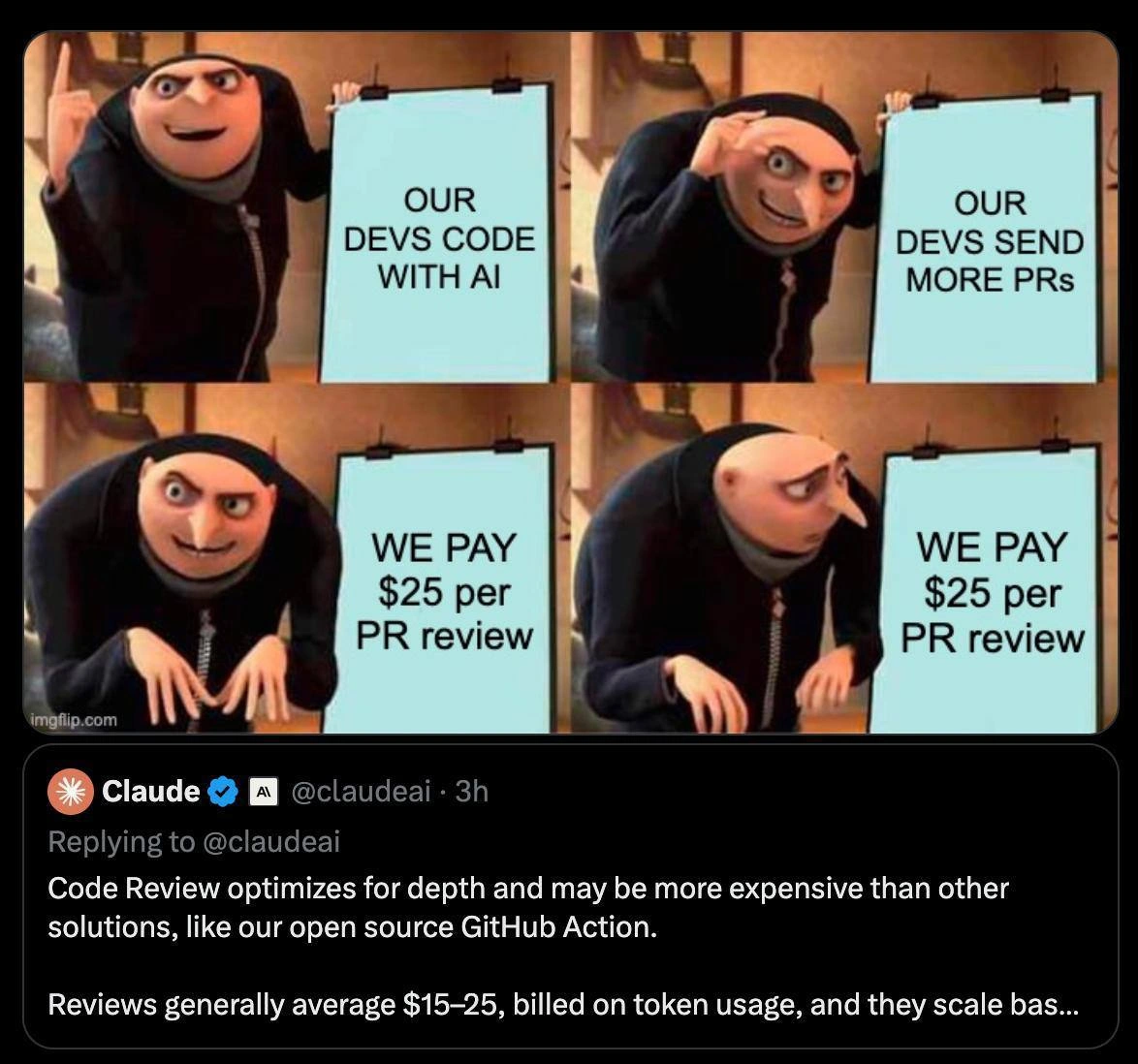 Gru's Plan: AI-Generated PRs Meet $25-Per-Review Billing