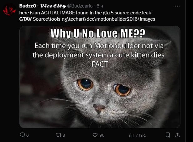 Leaked GTA-V dev meme begs: “Why U No Love ME??” about broken deploys