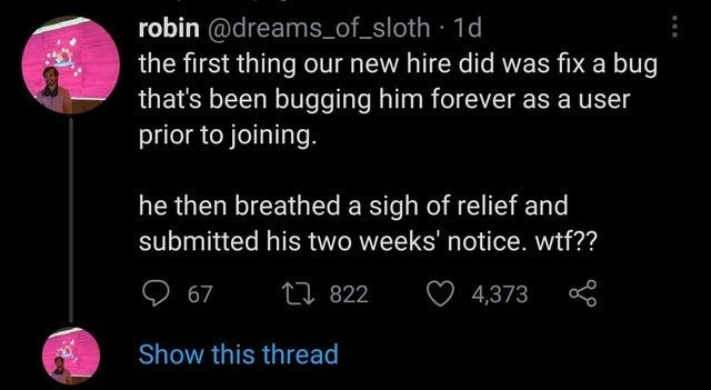Hired to Fix One Personal Bug