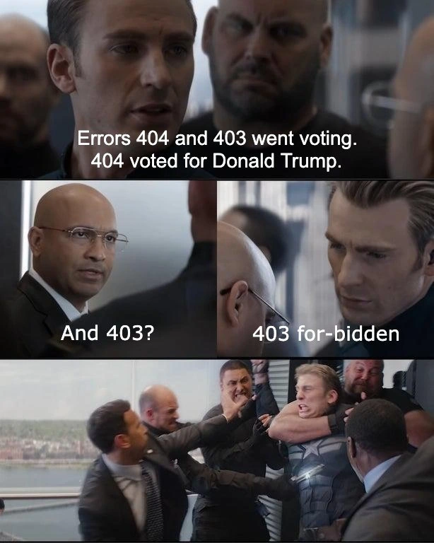 HTTP status codes voting joke ends in elevator fight developer meme