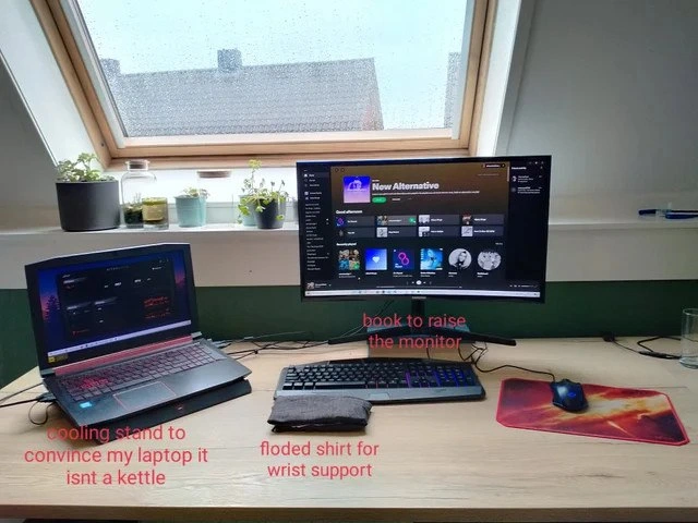 Improvised Developer Desk Ergonomics